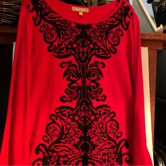Ellen Tracy Sweater. New with tags. Medium, Red/Black, Elegant - Picture 2 of 12